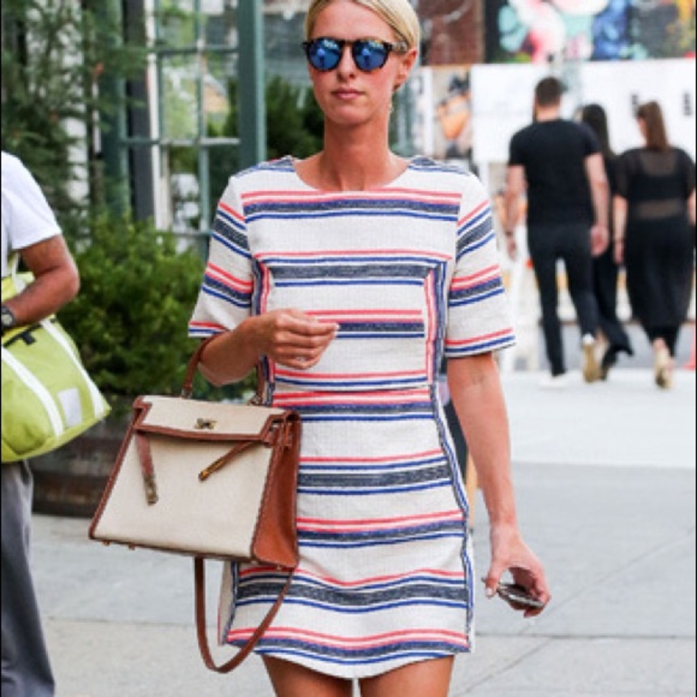 Topshop Jacquard A-Line Striped Dress